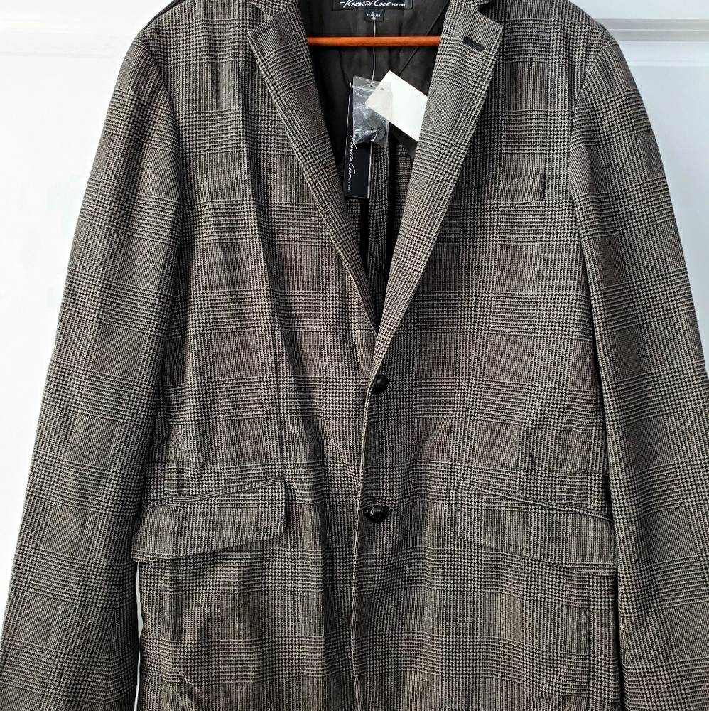 KENNETH COLE Plaid Military Blazer